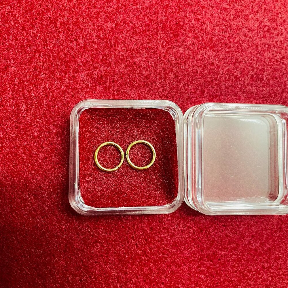 14k Solid Gold Seamless Clicker Ring Set, Simple … - image 3